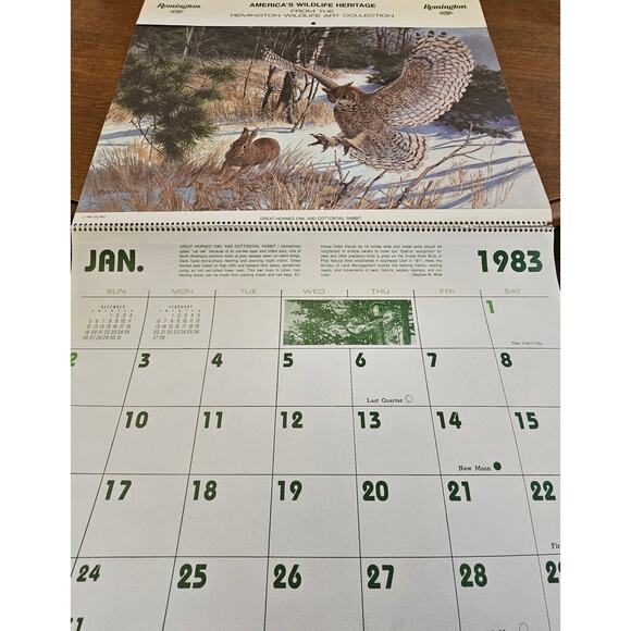 1983 Vintage Remington Dupont Calendar Hunting and Wildlife Memorabilia - Picture 4 of 6